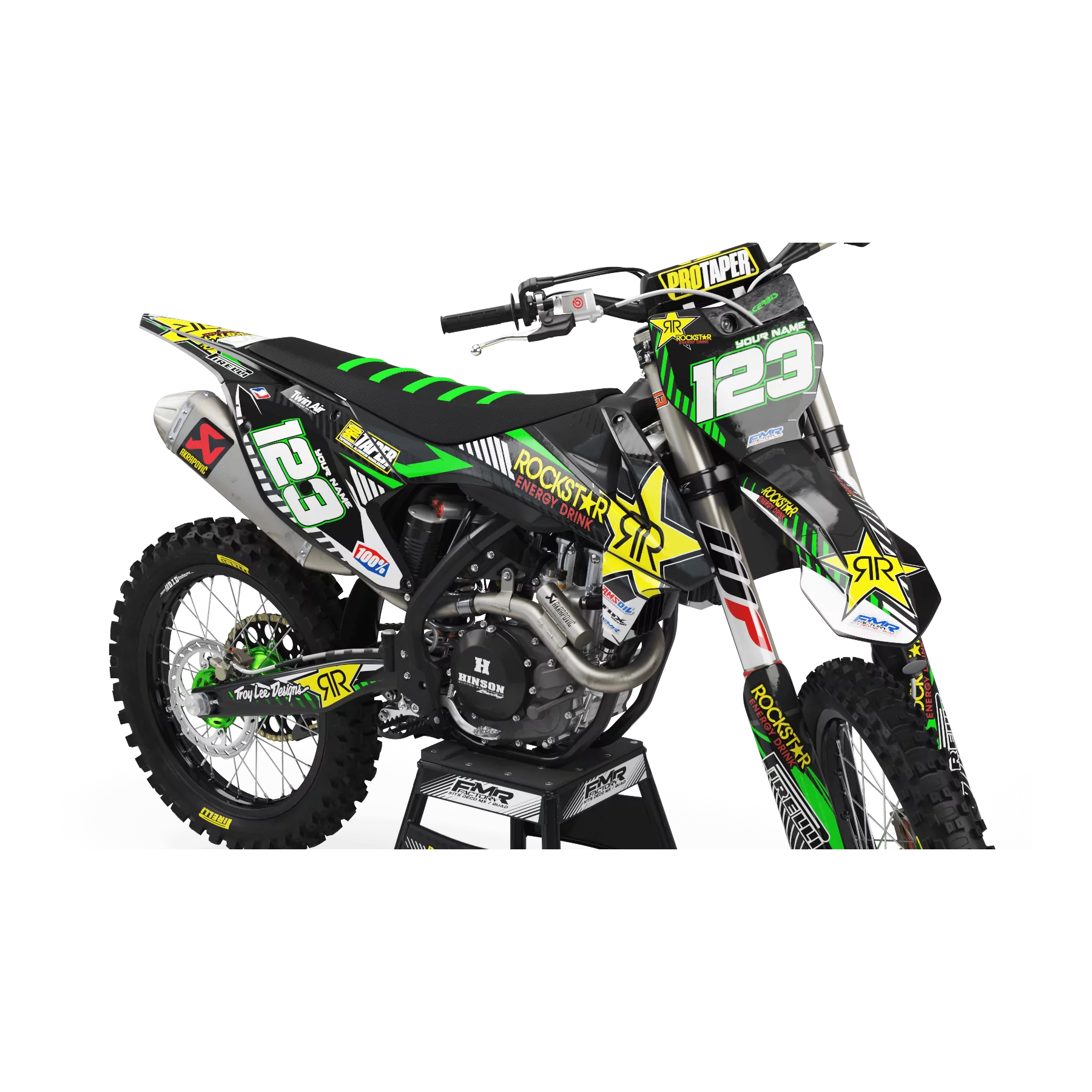 Kit adesivos moto KIT ADESIVOS MOTOCROSS PERSO ROCKSTAR Édition Limitée verde (ref:prda19b)