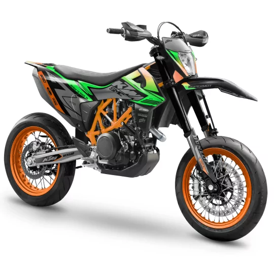 Motorstickerset Stickerset SUPERMOTARD | READY TO RACE | 690 SMC | orange green