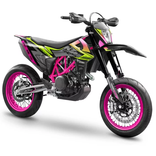 Stickerset moto Stickerset SUPERMOTARD | READY TO RACE | 690 SMC | pink yellow