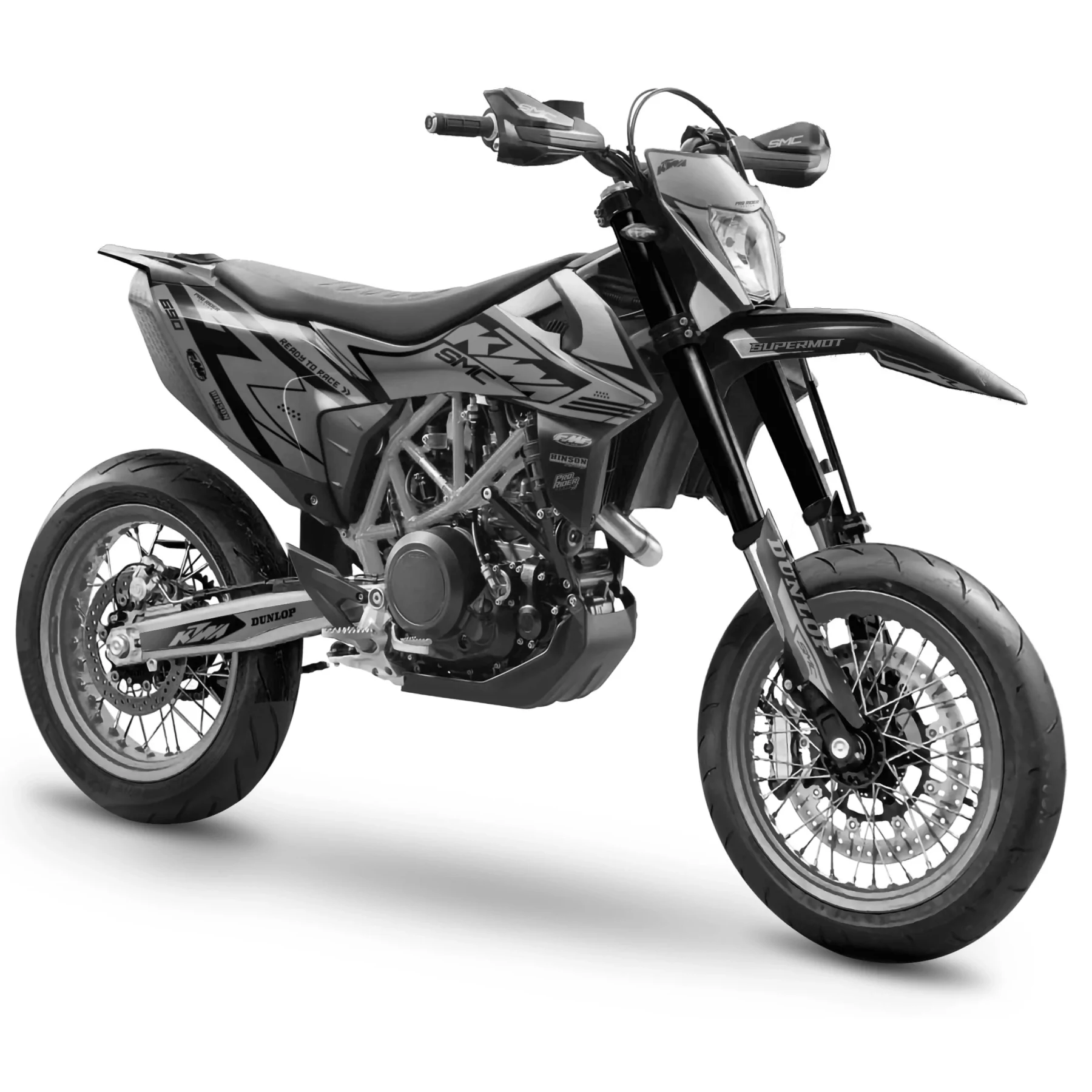 Stickerset moto Stickerset SUPERMOTARD | READY TO RACE | 690 SMC | Black Grey