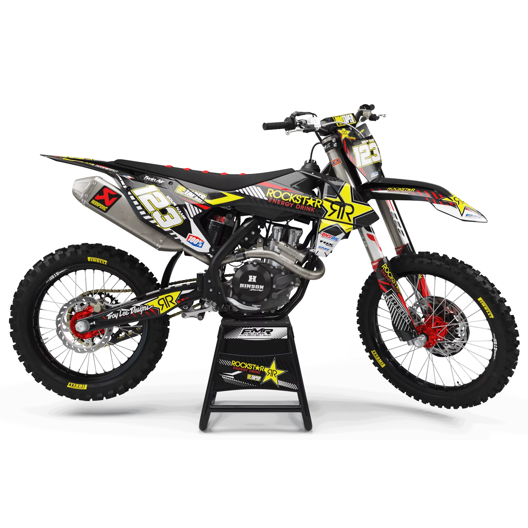 Kit adesivos moto KIT ADESIVOS MOTOCROSS PERSO ROCKSTAR Édition Limitée vermelho (ref:prda19a)