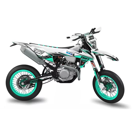 Motorstickerset Stickerset SUPERMOTARD | ALIEN TEAL ATTACK