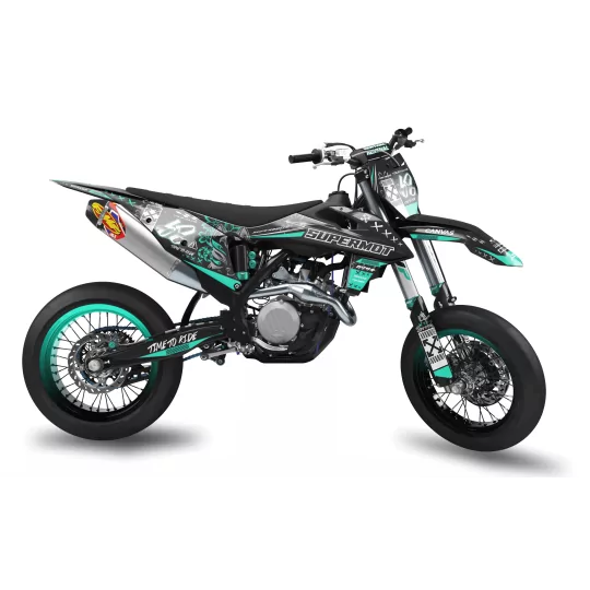 Stickerset moto Stickerset SUPERMOTARD | TIME to RIDE TEAL MODE