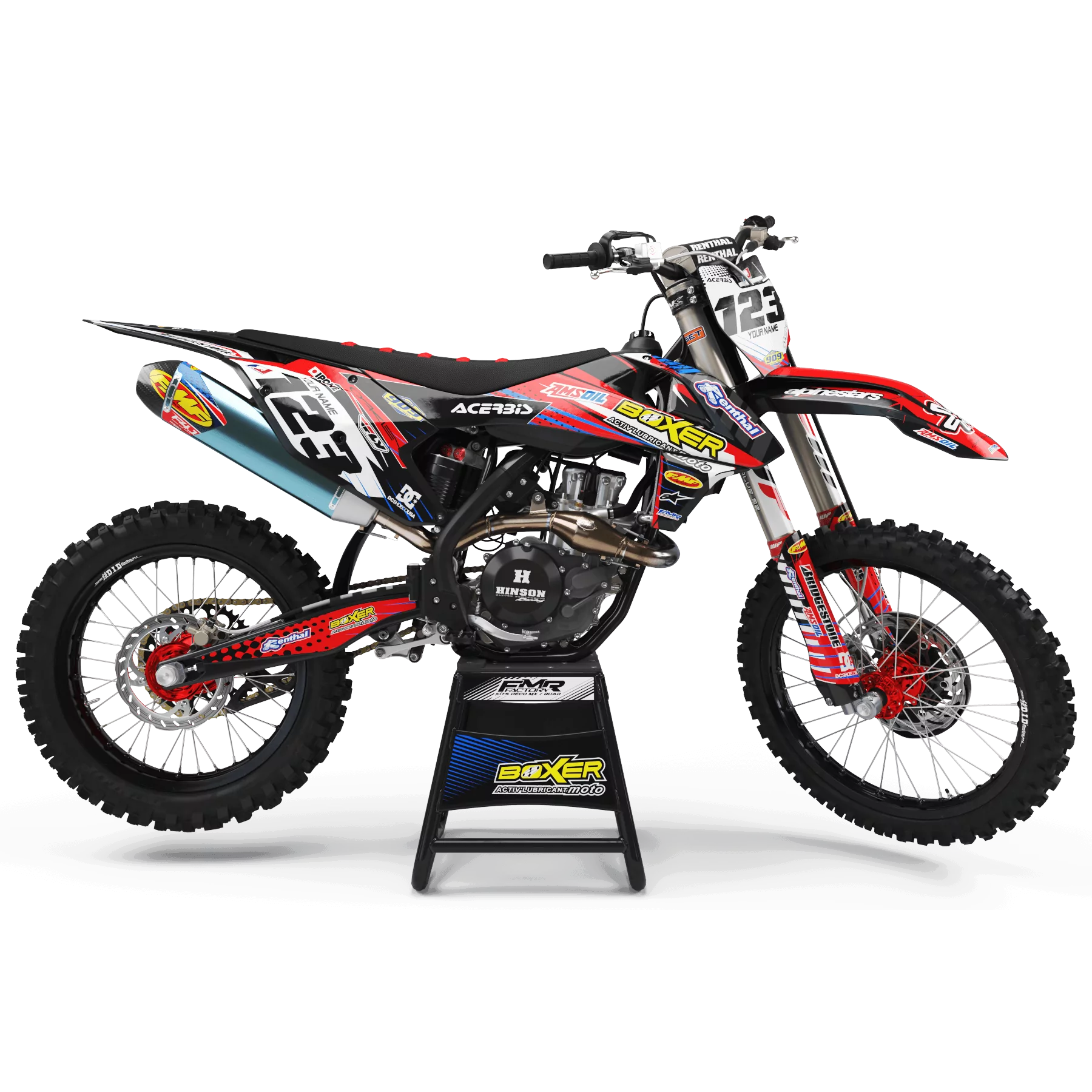 STICKERSET moto Stickerset MOTOCROSS PERSO BOXER rood (ref:prda1a)