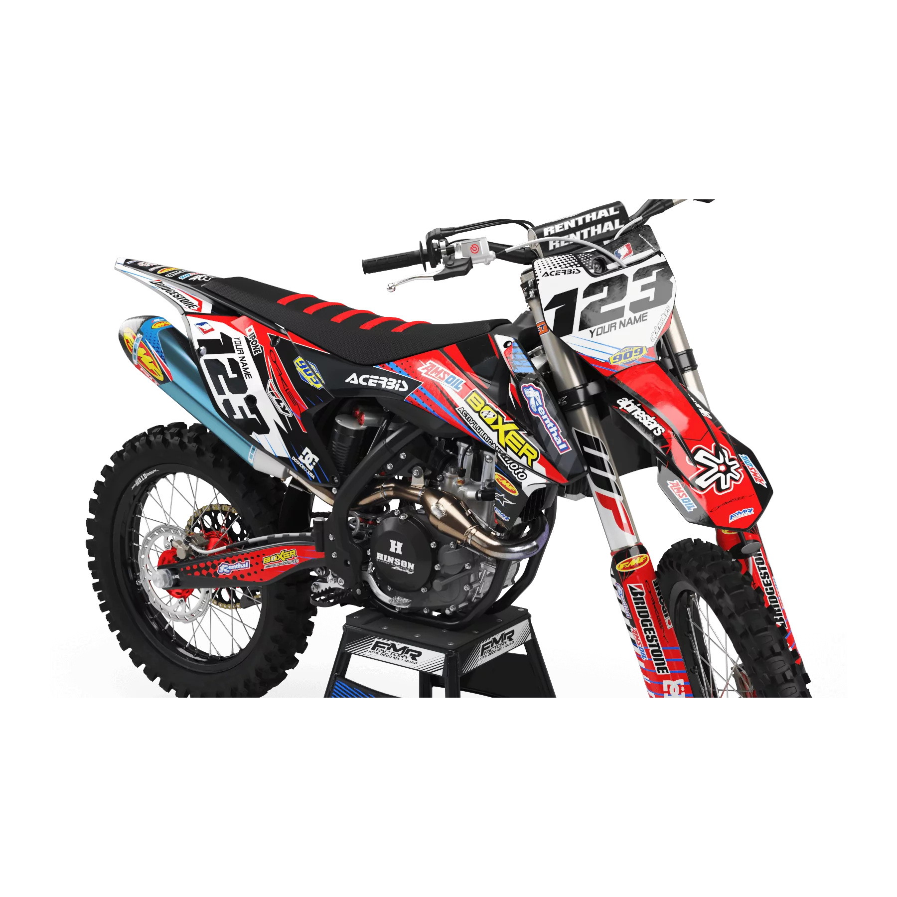 Kit déco moto KIT DECO MOTOCROSS PERSO BOXER rouge (ref:prda1a)