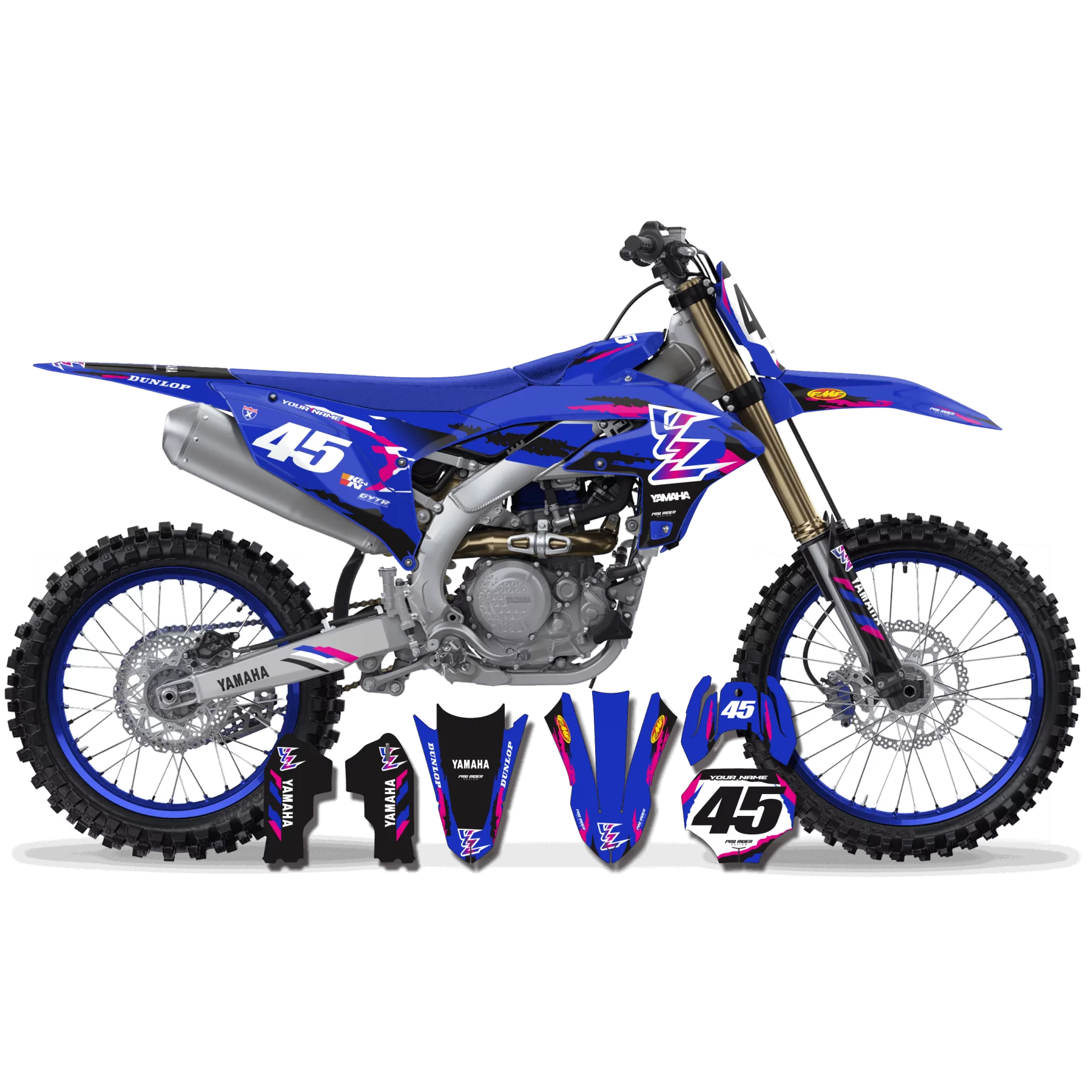 Kit adhesivos moto KIT ADHESIVOS YZ YZF Motocross YAMAHA RETRO BLUE