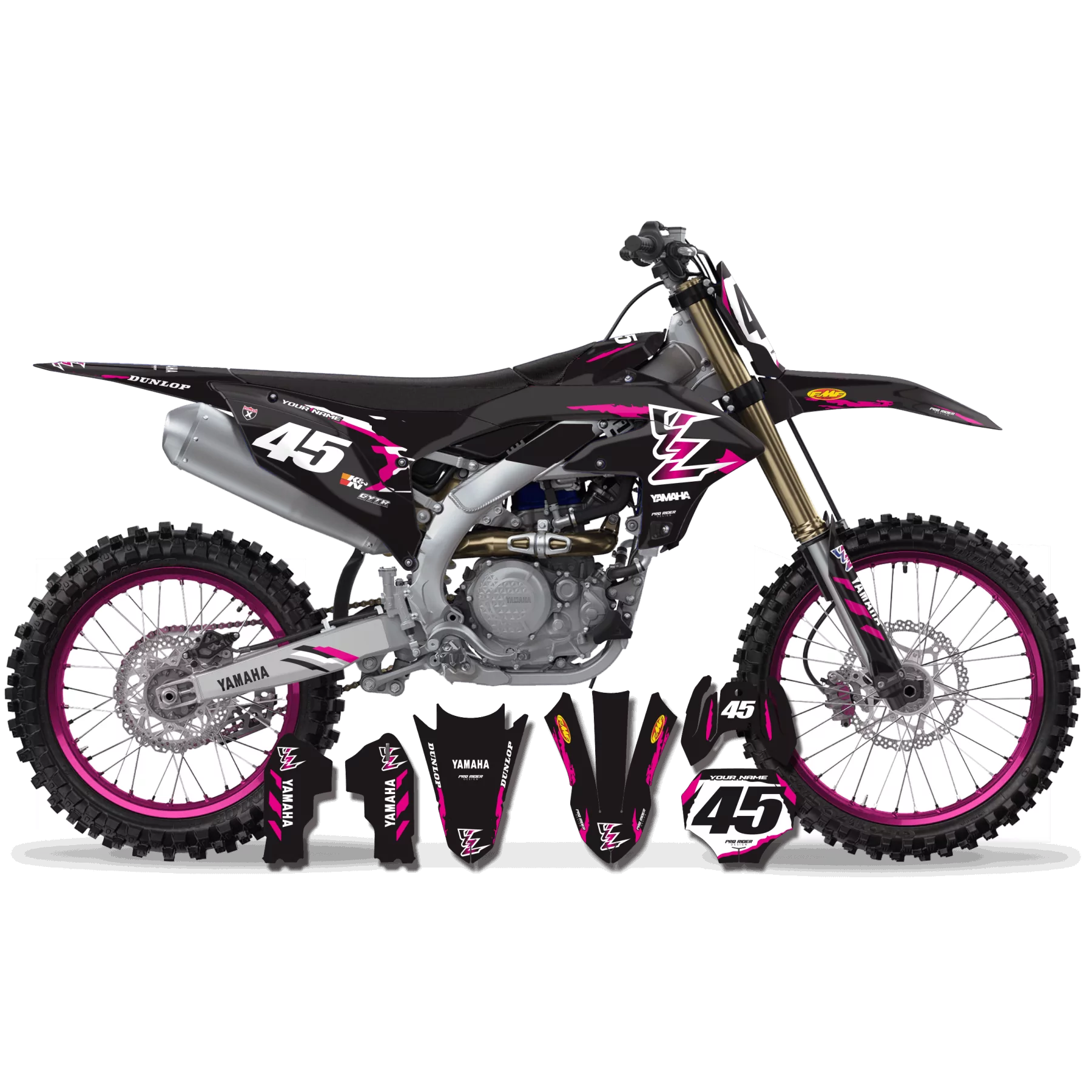 Dekor Motorrad Dekor YZ YZF Motocross YAMAHA RETRO BLACK