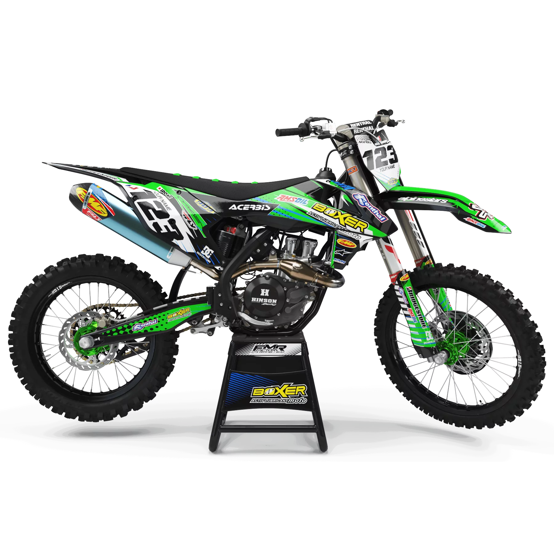 STICKERSET moto Stickerset MOTOCROSS BOXER groen (ref:prda1b)