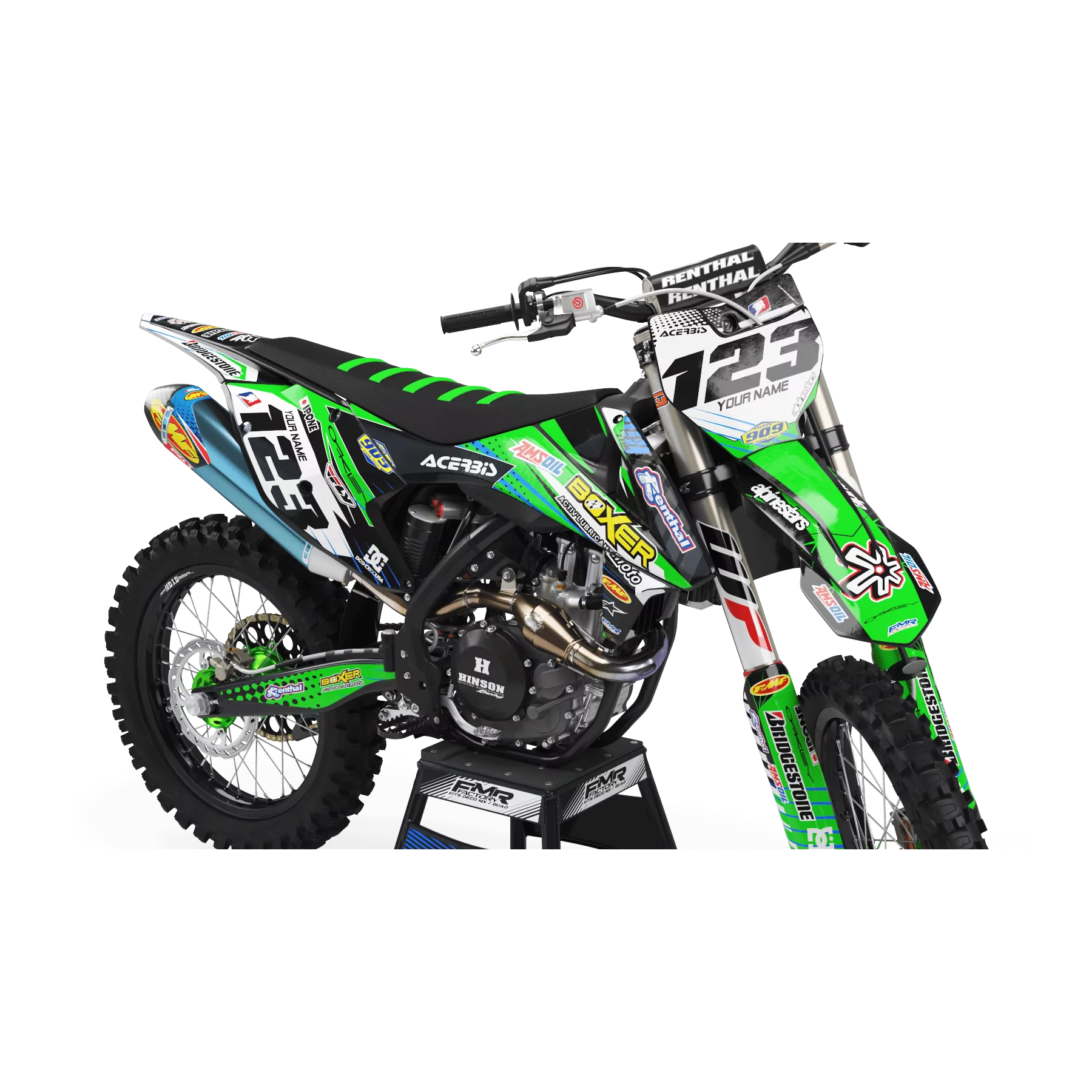 STICKERSET moto Stickerset MOTOCROSS BOXER groen (ref:prda1b)