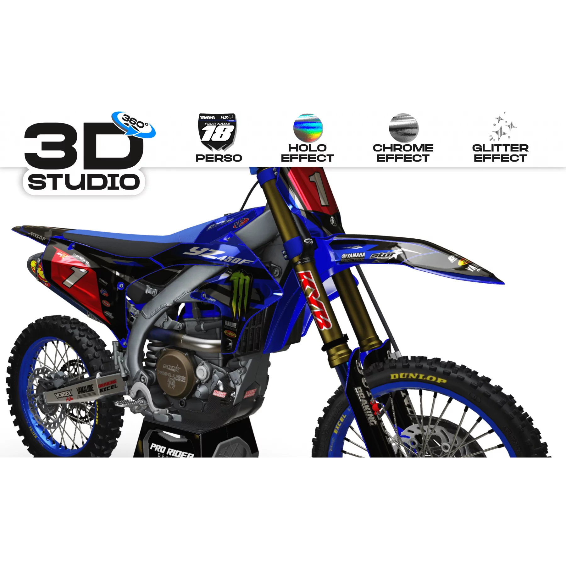 Motorraddekor DEKOR MOTOCROSS YZ YZF TTR YAMAHA ENERGY ELI TOMAC REPLICA – 3D