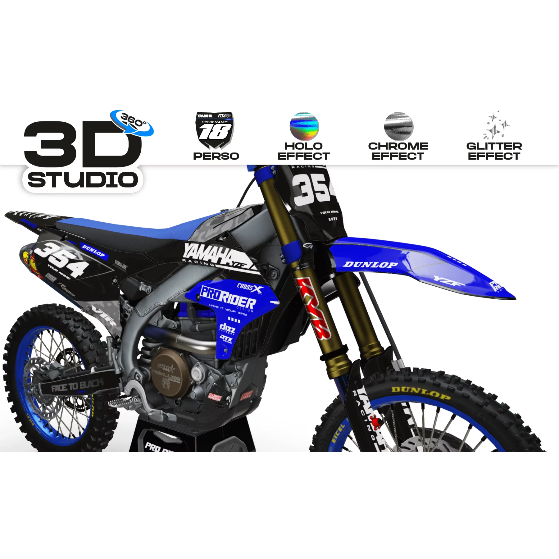 Motorrad Dekor DEKOR Motocross PERSO YAMAHA RACING MATE 3D