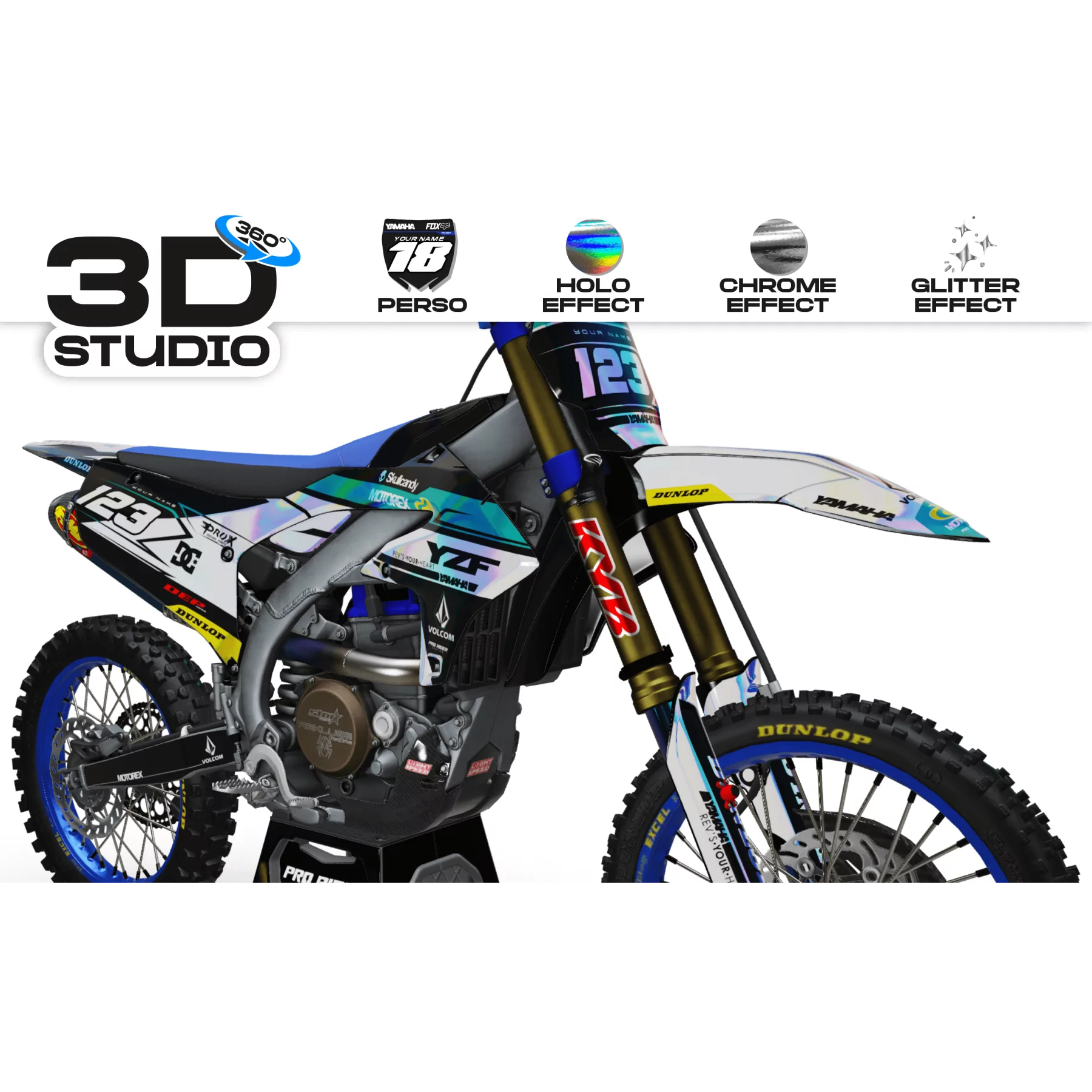 Kit adhesivos moto KIT ADHESIVOS Motocross PERSO YAMAHA BESWIK - 3D