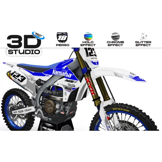 Stickerset moto Stickerset Motocross YAMAHA BUD RACING WIT|BLAUW (REF:PRDA36E2) 3D