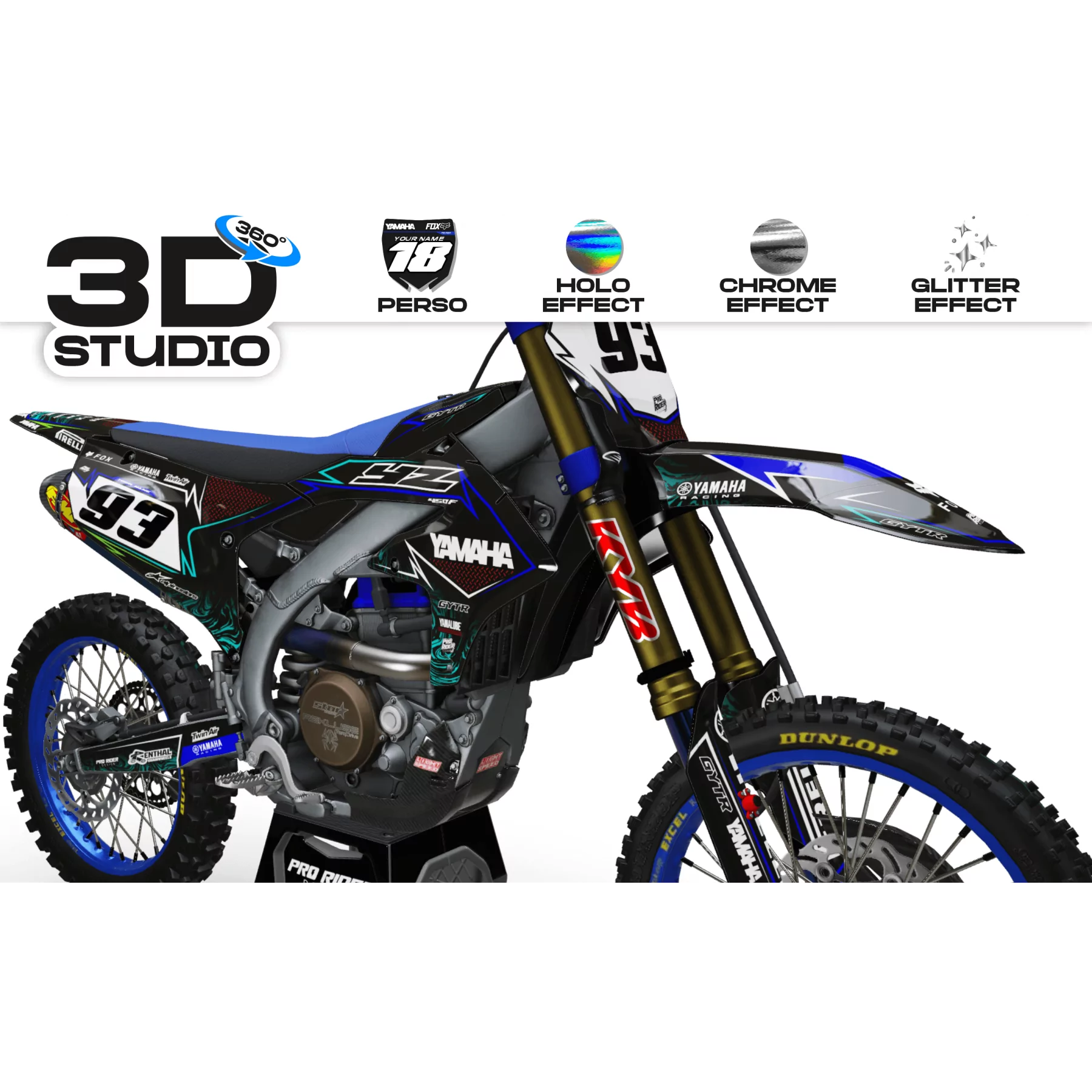 Kit adesivos moto Kit adesivos Motocross YAMAHA NEW DESIGN TEAL 3D