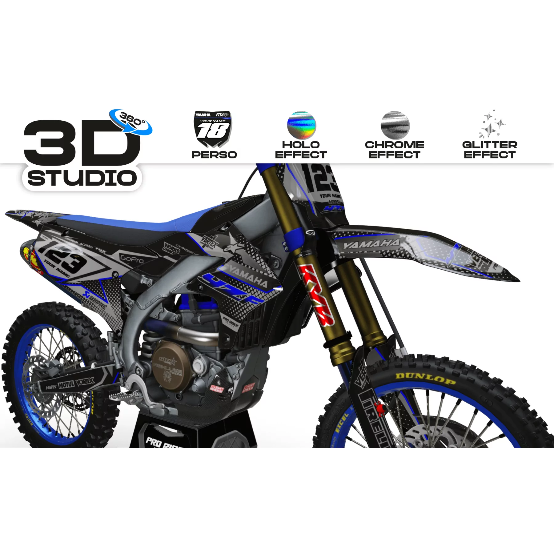 Motorrad Dekor-Kit Kit Dekor Motocross YAMAHA VERTEX - 3D