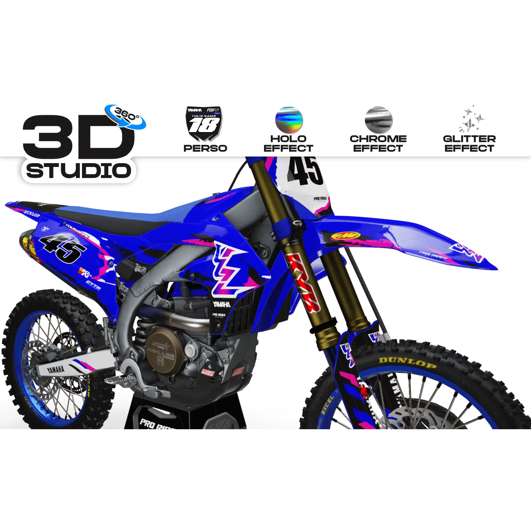 Motorcycle graphics YAMAHA RETRO BLUE YZ YZF Motocross GRAPHICS - 3D