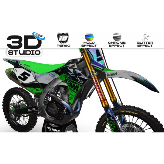 Stickerset moto Stickerset Motocross KAWASAKI MATE FINISH 3D