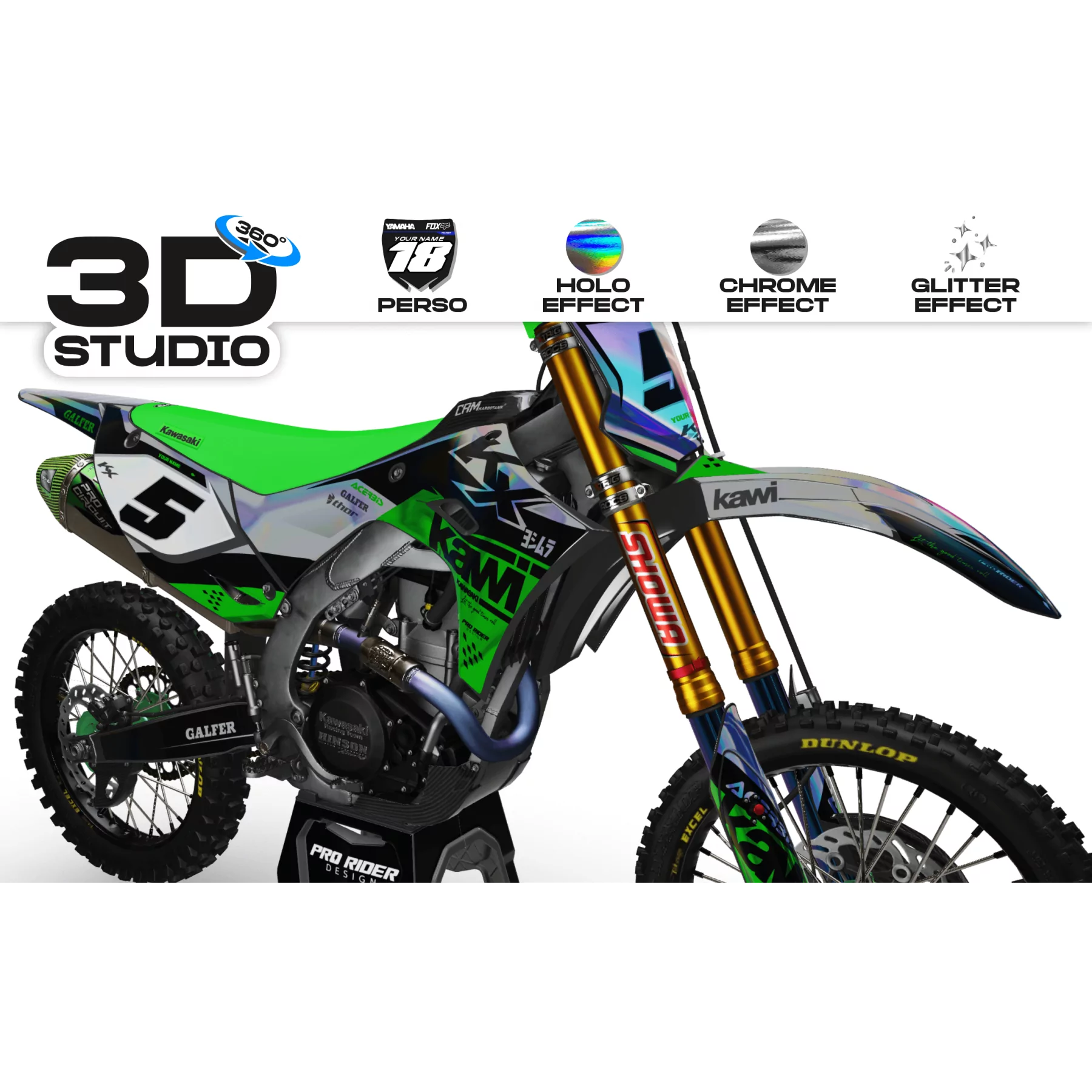 Motorrad Dekor-Kit Kit Dekor Motocross KAWASAKI MATE FINISH 3D