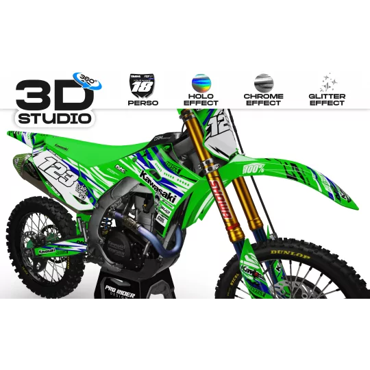 Kit adesivos moto Kit adesivos Motocross KAWASAKI JUST1 BLUE 3D