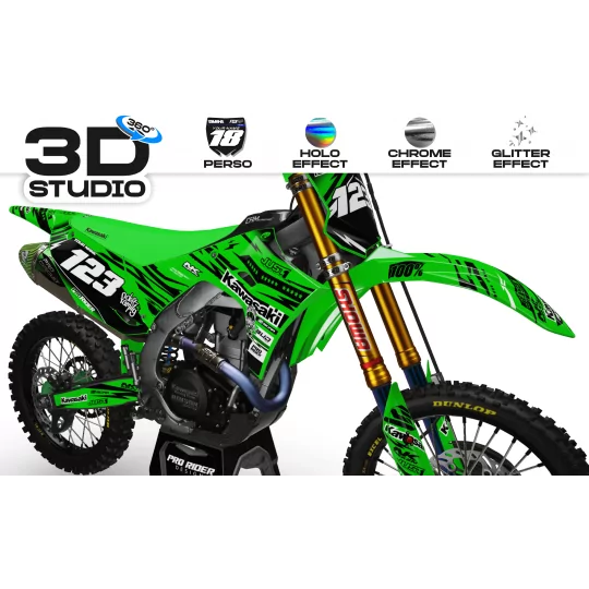 Kit adesivos moto KIT ADESIVOS Motocross KAWASAKI JUST1 GREEN 3D