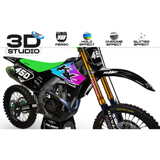 Motorstickerset Stickerset Motorcross KAWASAKI MX TEST BLACK 3D