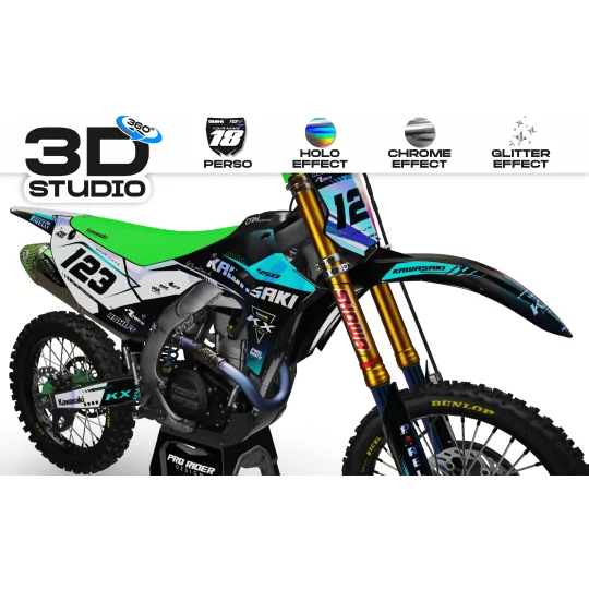 Kit adesivos moto KIT ADESIVOS KAWASAKI PERSO FERNCROSS 3D