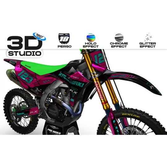 Kit adesivos moto KIT ADESIVOS Motocross KAWASAKI PERSO COLLOR 3D