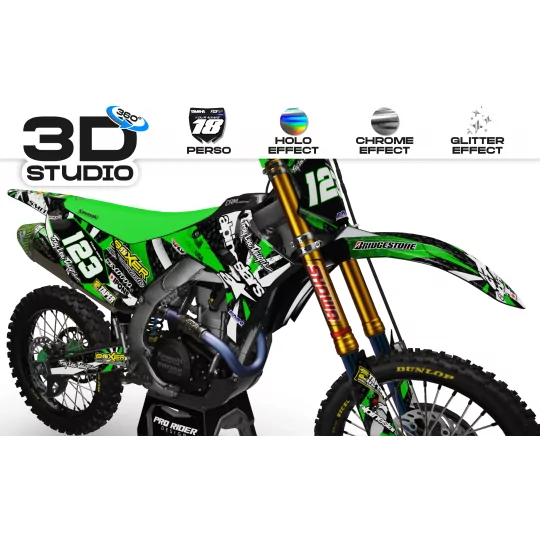 Kit adesivos moto KIT ADESIVOS MOTOCROSS ALPINESTARS vert (ref:prda4b) 3D