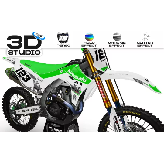 Kit adesivos moto Kit adesivos Motocross KAWASAKI BUD RACING BLANC|VERT (REF:PRDA36B2) 3D
