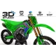 Kit adhesivos para moto KIT ADHESIVOS DE MOTOCROSS KAWASAKI DIBUJOS ANIMADOS MANGA PINCEL VERDE/AZUL 3D