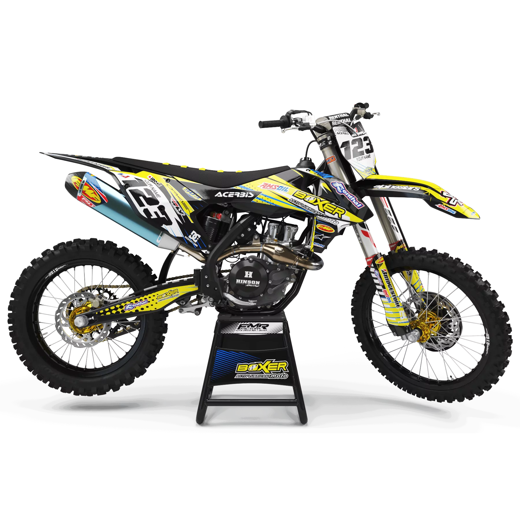 Kit adesivos moto KIT ADESIVOS MOTOCROSS PERSO BOXER amarelo (ref:prda1d)