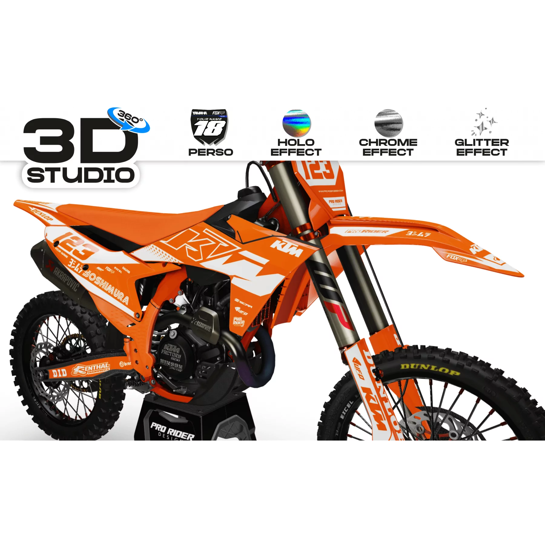 Grafiche per moto Grafiche motocross KTM SX SXF EXC- VORTICE ARANCIONE 3D