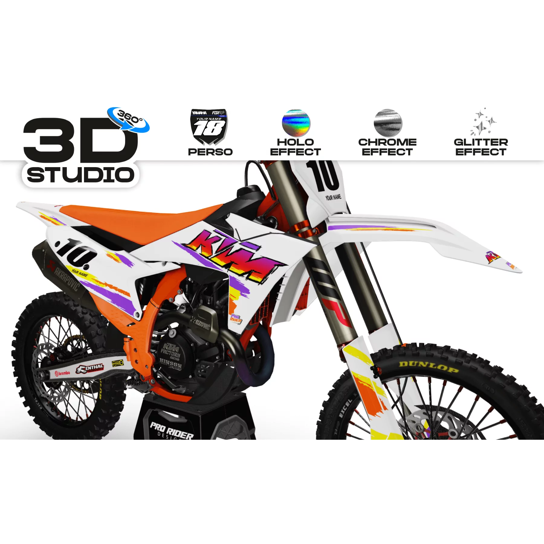 Motorcycle graphics GRAPHICS Motocross RETRO AKRAPOVIC 3D