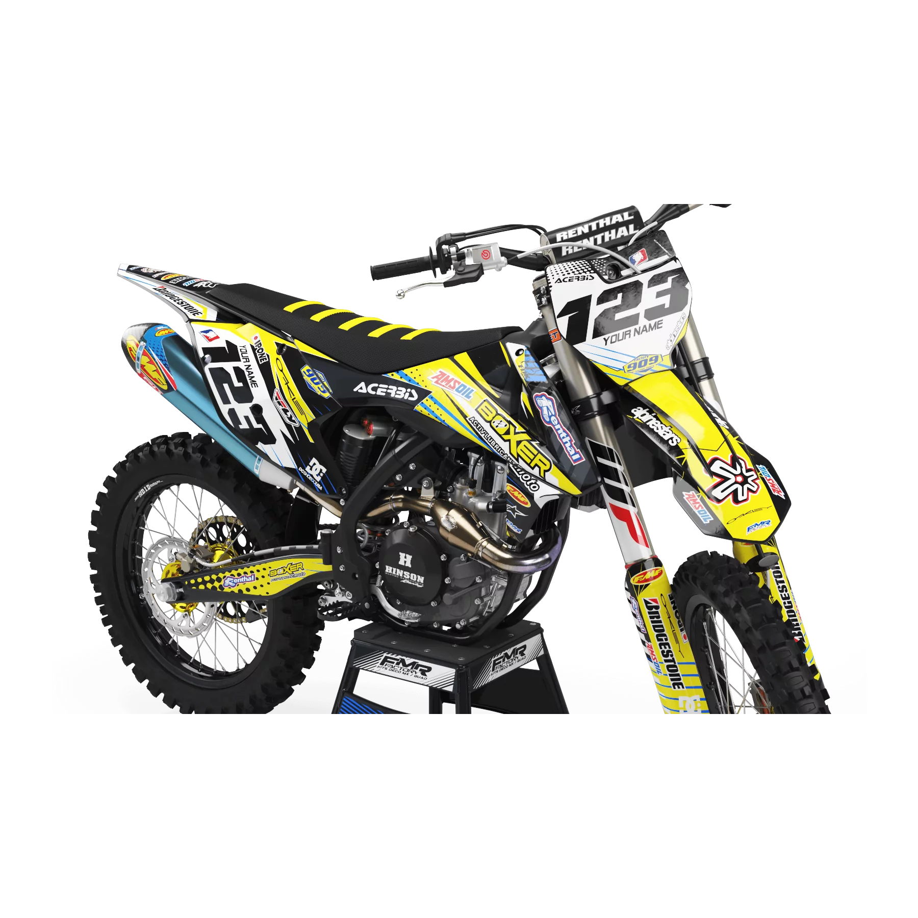 Kit adesivos moto KIT ADESIVOS MOTOCROSS PERSO BOXER amarelo (ref:prda1d)