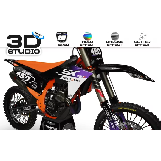 Motorstickerset Stickerset Motorcross voor KTM PERSO KRUZZ black 3D