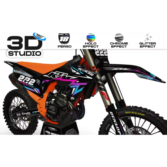 Motorstickerset Stickerset Motorcross KTM PERSO TRASH BLACK GRADIENT 3D