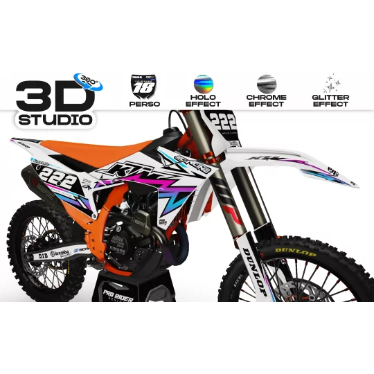 Grafiche moto GRAFICHE Motocross per KTM PERSO TRASH WHITE GRADIENT 3D