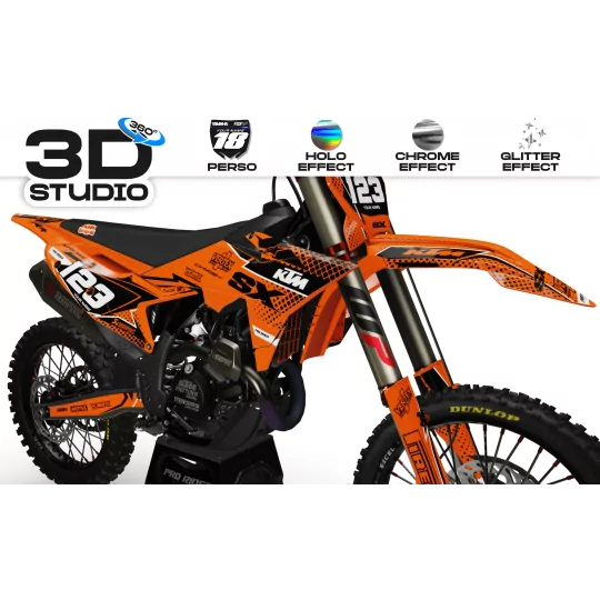 Grafiche moto GRAFICHE MOTOCROSS PERSO KTM VERTEX ORANGE (REF:PRDA39C4) 3D
