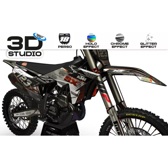 Motorstickerset STICKERSET CHROME Motorcross KTM VERTEX WIT (REF:PRDA39C3) 3D