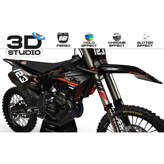 Kit adesivos moto KIT ADESIVOS Motocross KTM FACTORY NEKEN BLACK MATE (ref:prda31c) 3D
