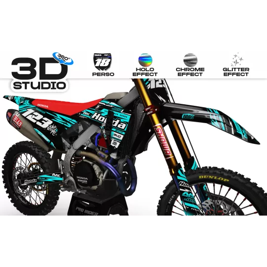 Kit adesivos moto KIT ADESIVOS Motocross HONDA JUST1 TEAL 3D