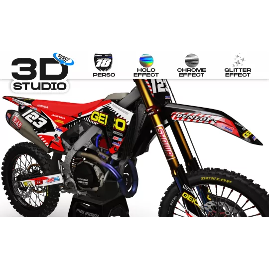 Kit adesivos moto KIT ADESIVOS MOTOCROSS GEICO honda (ref:prda12a) 3D