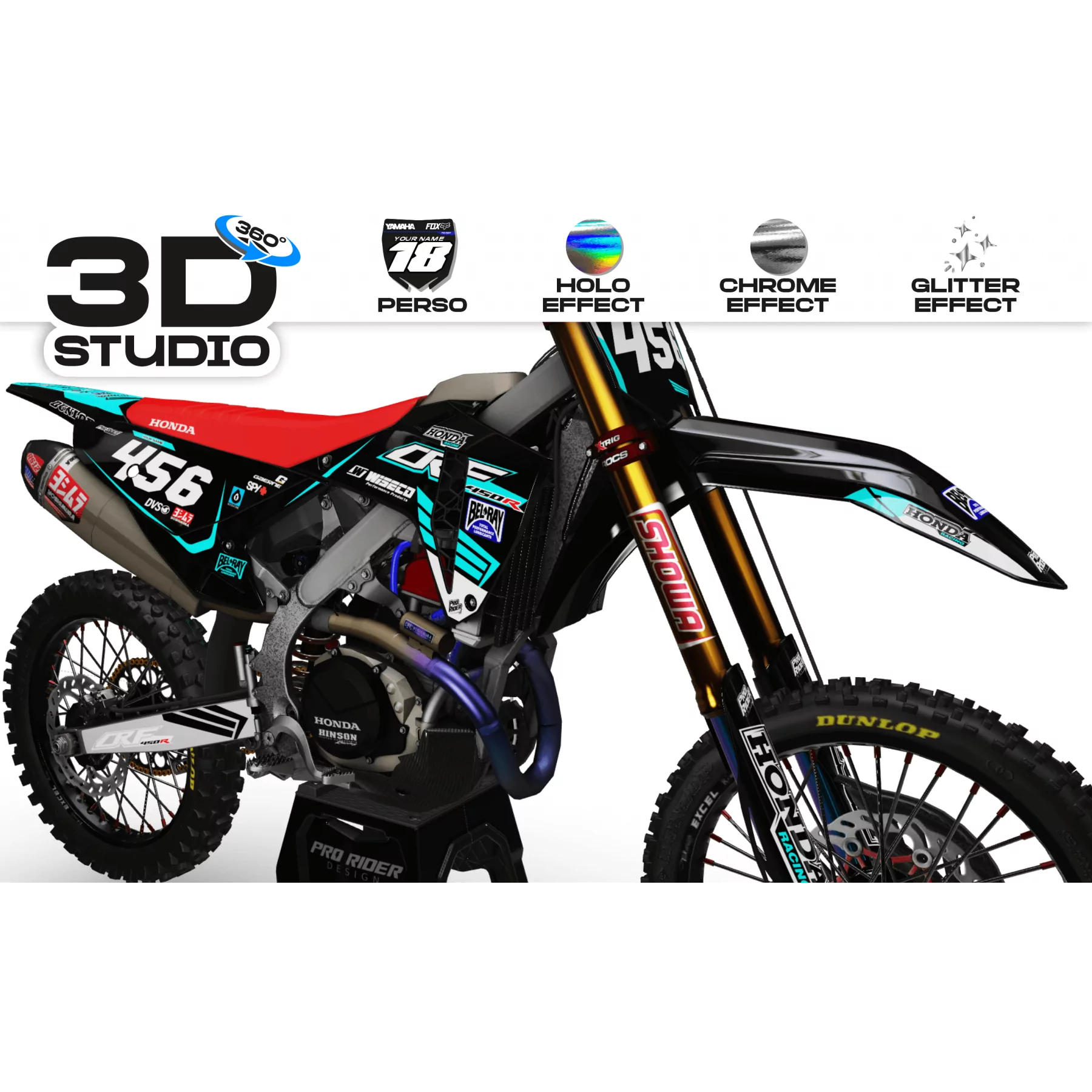 Motocross graphics kit graphics Motocross perso Honda BULLY ONE C 3D