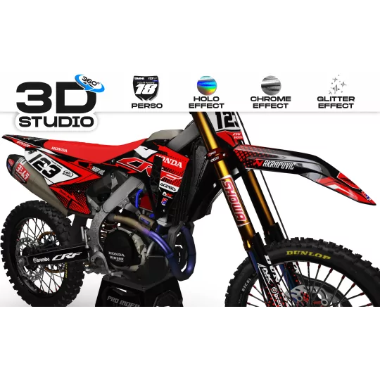 Kit adesivos moto KIT ADESIVOS MOTOCROSS honda FACTORY ENERGY rouge (ref:prda33a) 3D