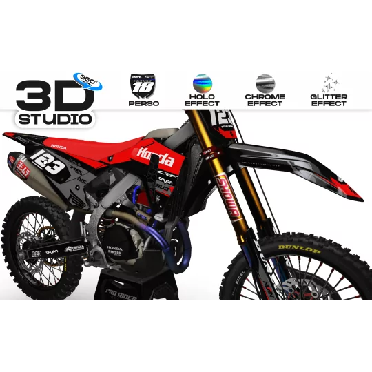 Kit adesivos moto KIT ADESIVOS Motocross HONDA BUD RACING NOIR|ROUGE (REF:PRDA36A1) 3D