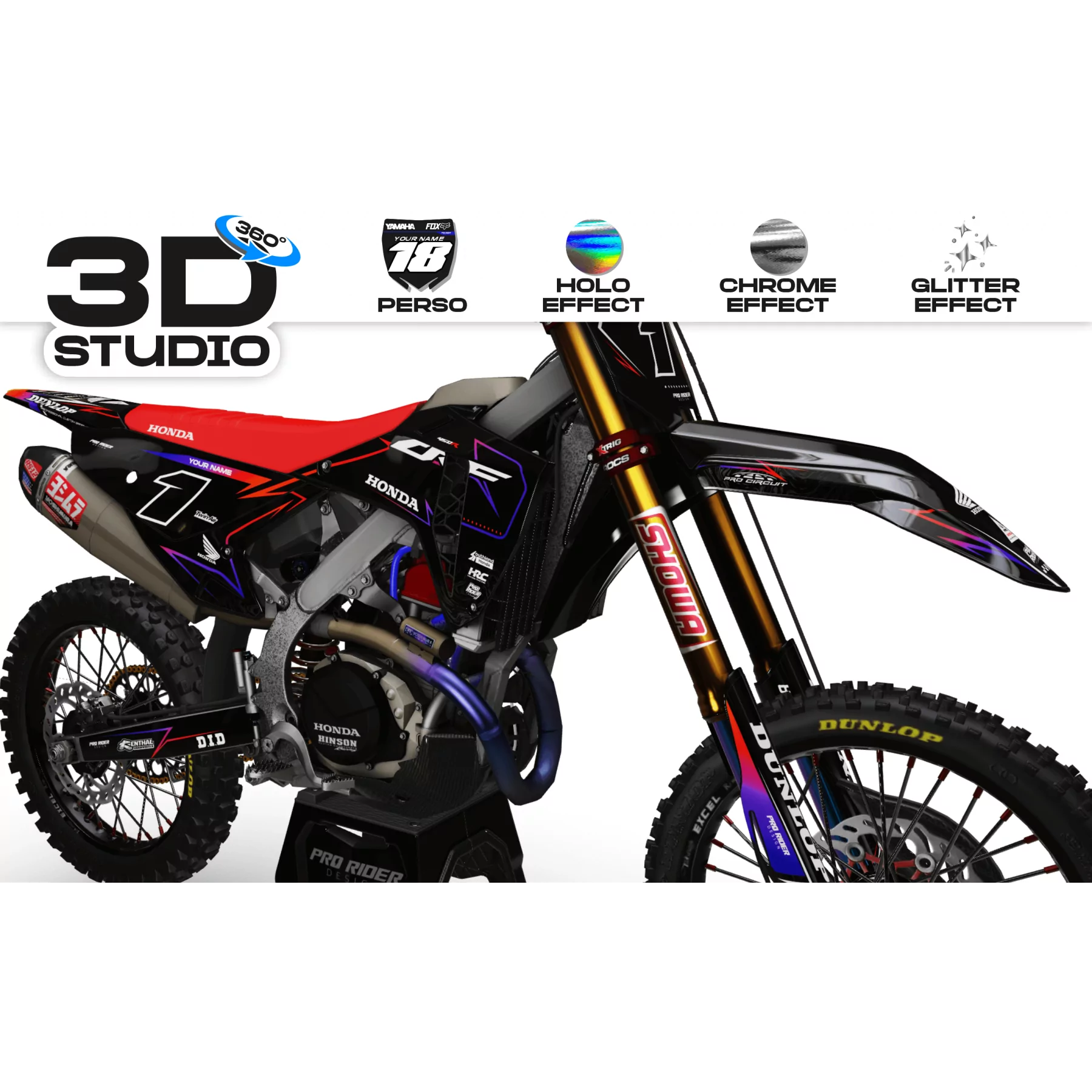 Kit adhesivos moto KIT ADHESIVOS Motocross HONDA SKYBOUND GRADIENT 3D