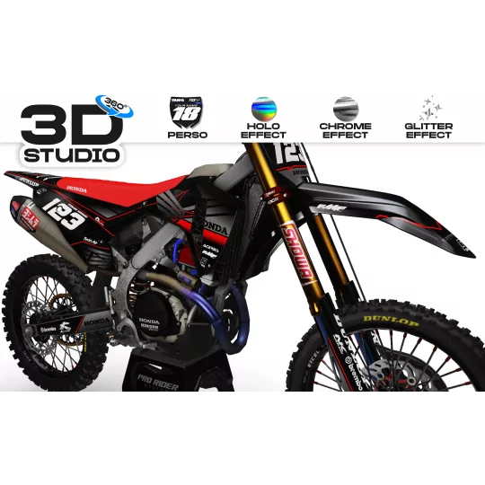 Kit adesivos moto KIT ADESIVOS Motocross PERSO HONDA FACTORY NEKEN BLACK MATE (ref:prda31a) 3D