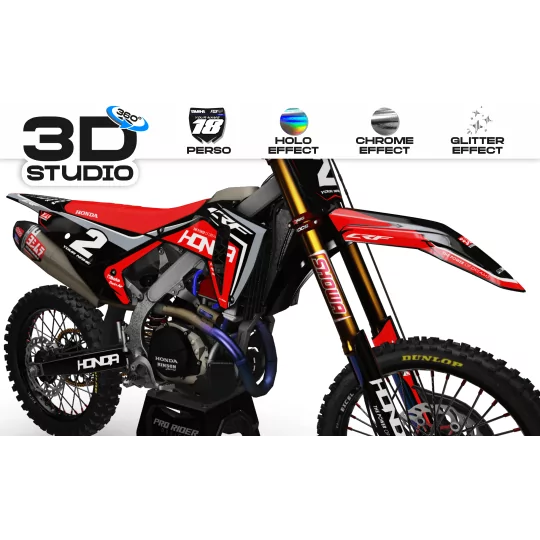 Kit adesivos moto KIT ADESIVOS Motocross HONDA BLACKUP RED TOUCH 3D