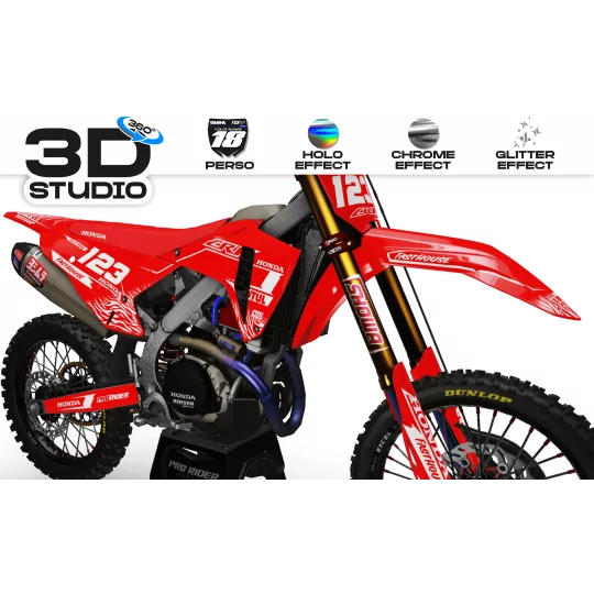Kit adesivos moto KIT ADESIVOS Motocross HONDA MOTUL RED 3D