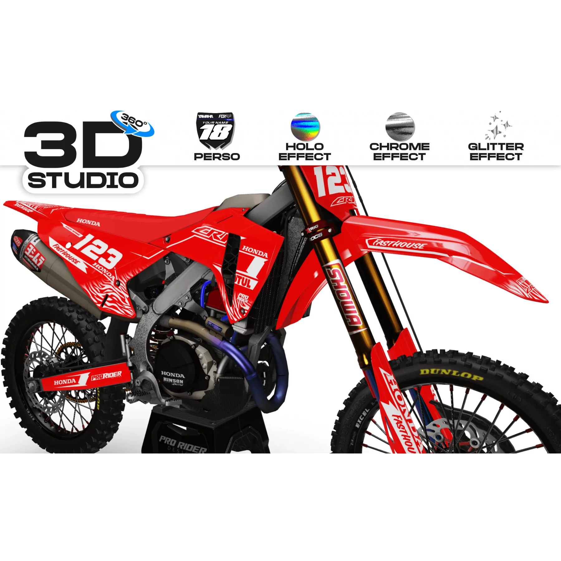 Kit adesivos moto KIT ADESIVOS Motocross HONDA MOTUL RED 3D